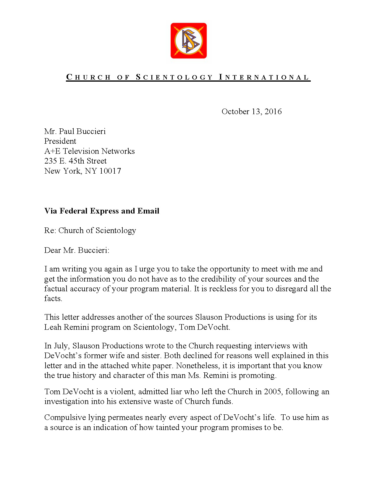 Tom DeVocht Letters