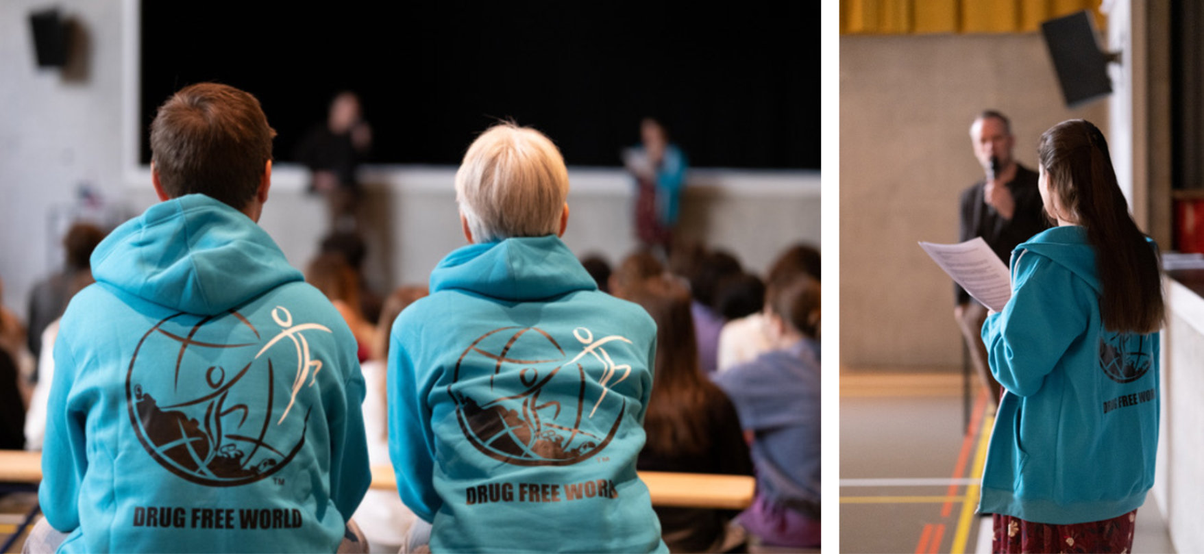 Er werd een interactief seminar gegeven aan meer dan 60 leerlingen over de feiten over drugs in Lausanne, Zwitserland.