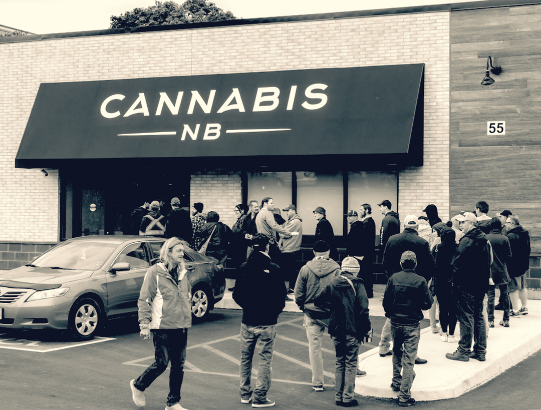 Line outside a cannabis dispensary