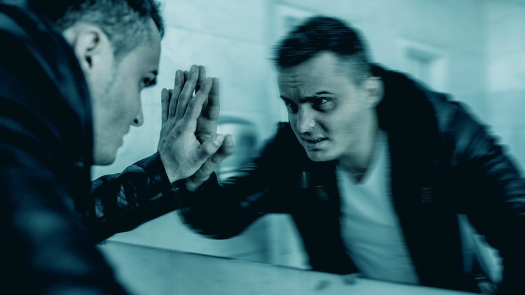 Cocaine Addict Reflected in a Blurred Mirror