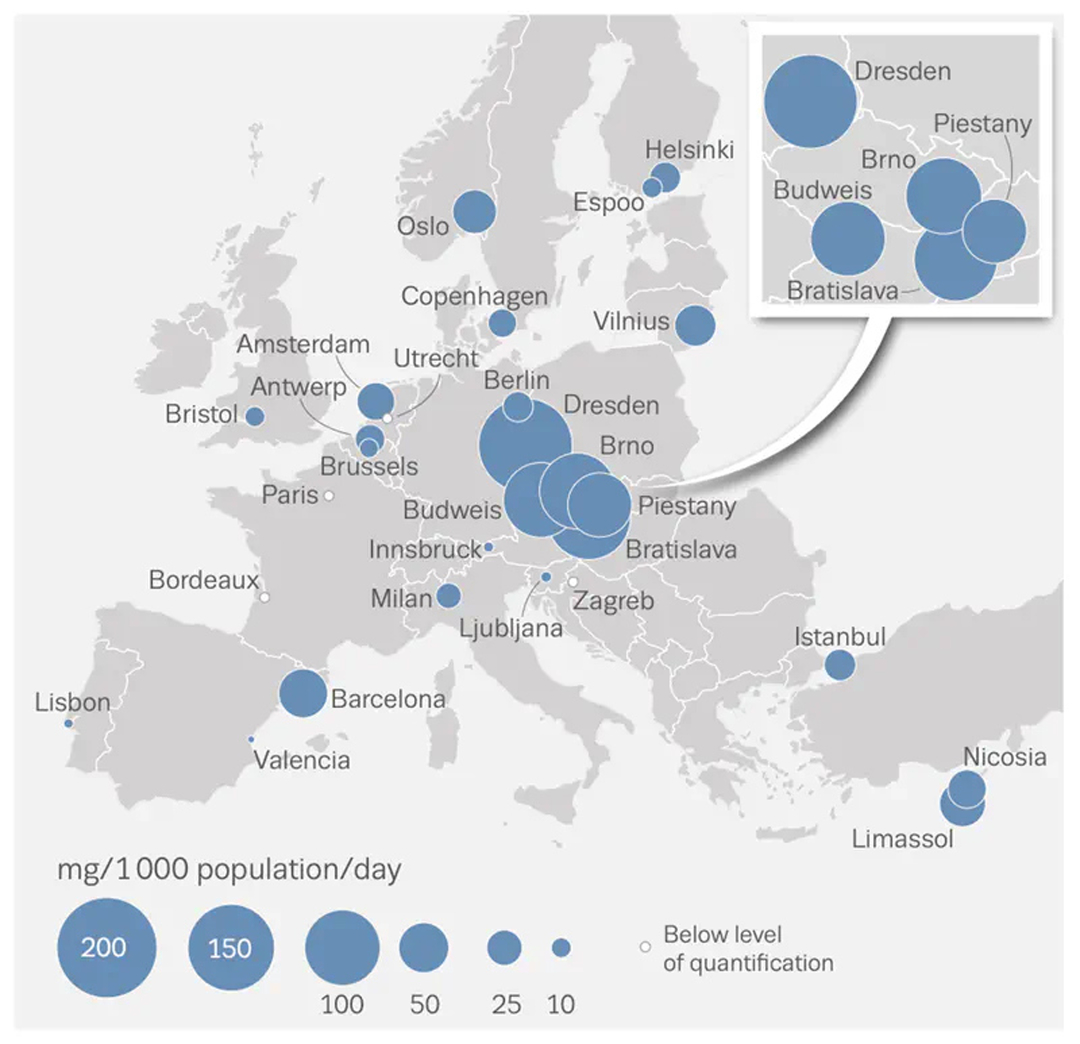 Meth in european wastewater