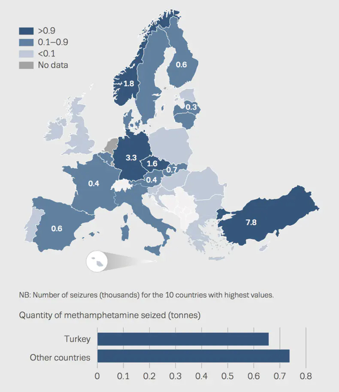 Meth seizures in Europe