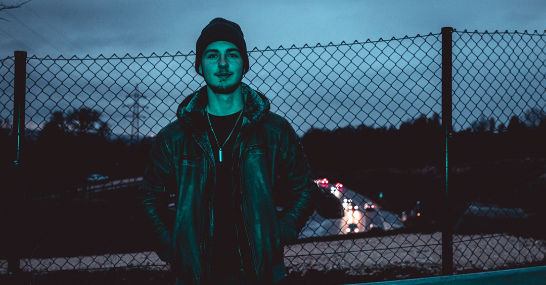 Person standing on highway