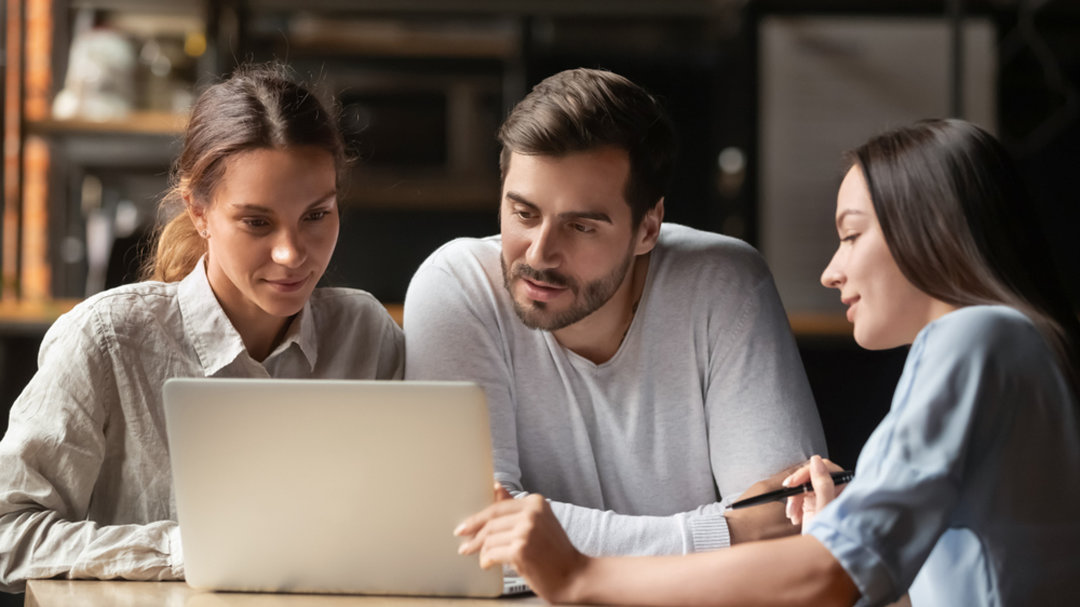 Family searching on computer together