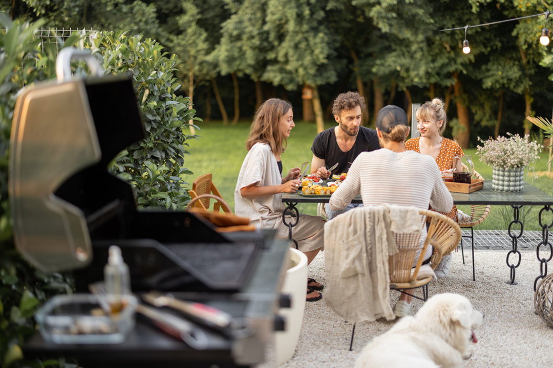 Family eating outside