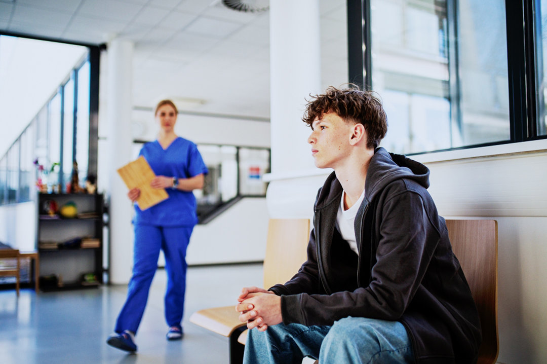 Teenager in a hospital
