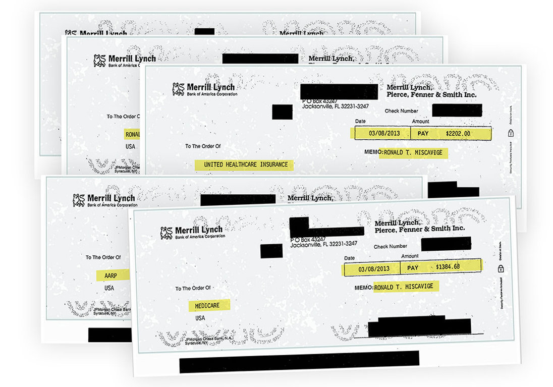 Checks to Ron Miscavige insurance