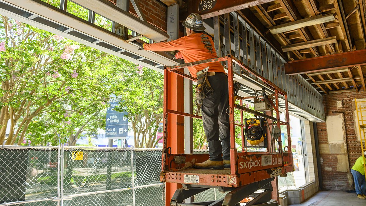 Framing Underway for New Storefront Soffits at the Woolworth Building