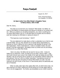 An Open Letter from Mike Rinder’s Daughter Taryn to Nancy Dubuc, CEO of A&E