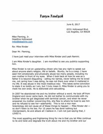 Letter from Taryn Teutsch to Deadline Hollywood