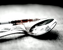Heroin in a spoon - close-up