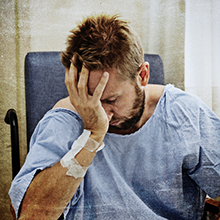 Person depressed in a hospital