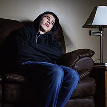 Young man at home