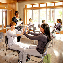 Narconon students in an objectives course room