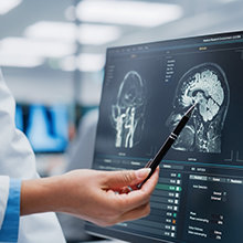 Brain scan on screen