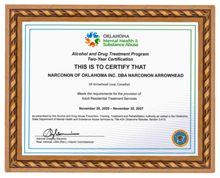 ODMHSAS License for Narconon Arrowhead