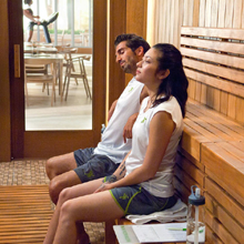 Narconon students in a sauna