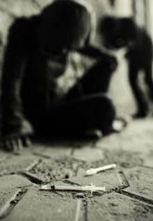 Street - syringes on the ground