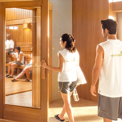 Narconon students entering sauna