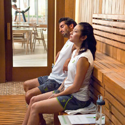 Students in the Sauna during the New Life Detox