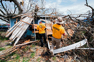 VMs also deployed to Houston, Beaumont, Corpus Christi and Rockport, where they cleaned out mud and flood damage, rebuilt walls and roofs, removed trees and rubble.
