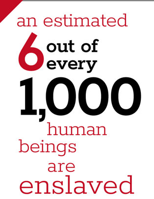 An estimated 6 out of ever 1,000 human beings are enslaved