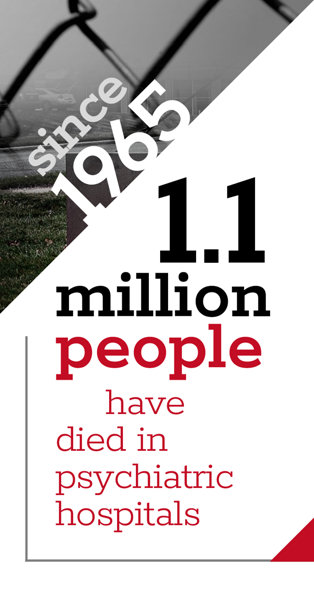 Since 1965, 1.1 million people have died in psychiatric hospitals