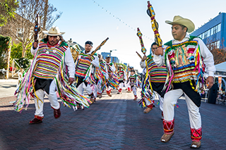 the costumes worn by the dancers bear the image of the virgin mary