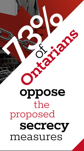 73 percent of Ontarians oppose the proposed secrecy measures