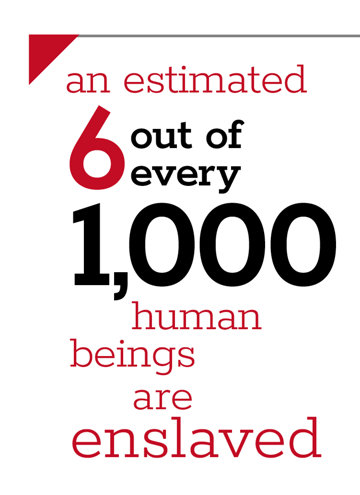 An estimated 6 out of every 4,000 human beings are enslaved