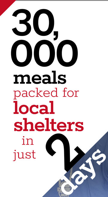 30,000 meals packed for local shelters in just 2 days