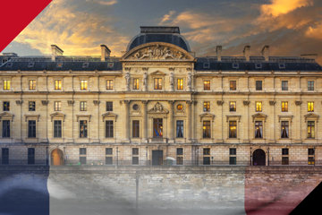 Court of France with flag