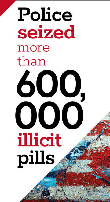 Police seized more than 600,000 illicit pills