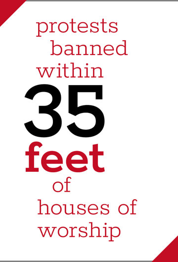 Protests banned within 35 feet of houses of worship