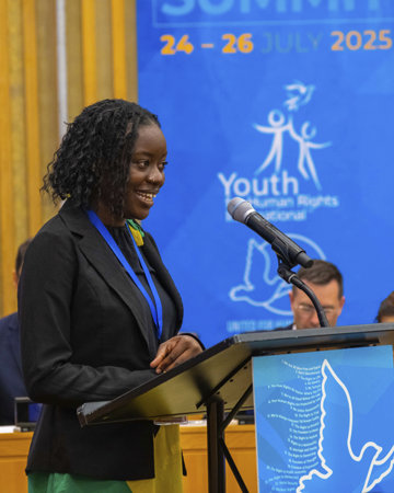 Jamaican delegate at the podium