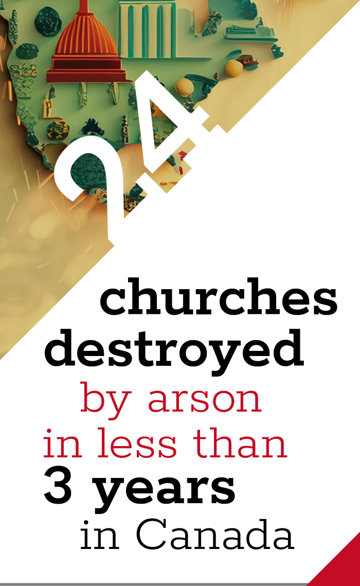 24 churches destroyed by arson in less than 3 years in Canada.