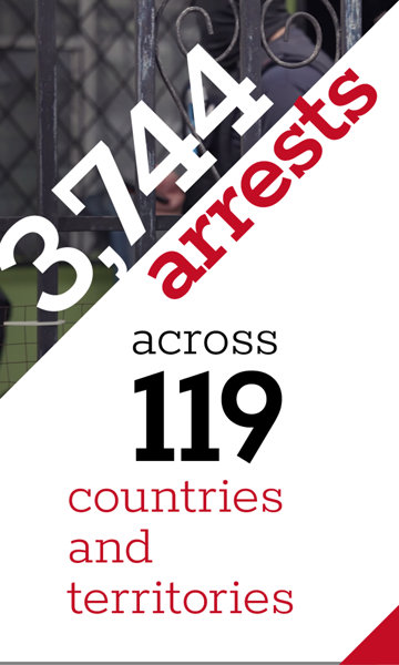 3,744 arrests across 119 countries and territories