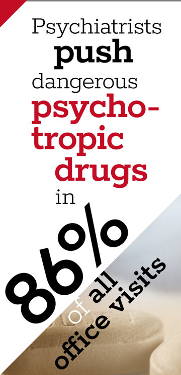 Psychiatrists push dangerous psychotropic drugs in 86 percent of all office visits