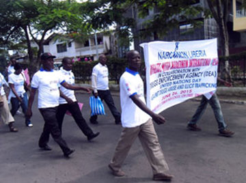 Narconon Liberia marching on UN Day