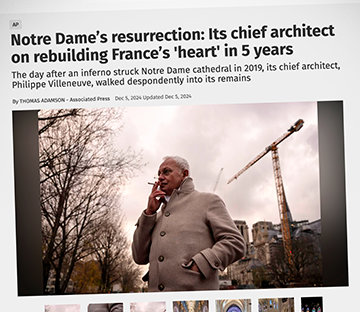 Article on the chief architect of Notre Dame cathedral's restoration