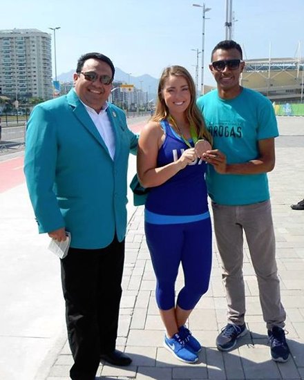 One of the volunteers from the Foundation for a Drug-Free Venezuela, helping Rio youngsters