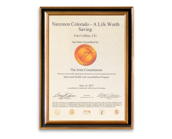 Colorado license and  Joint Commission Certs
