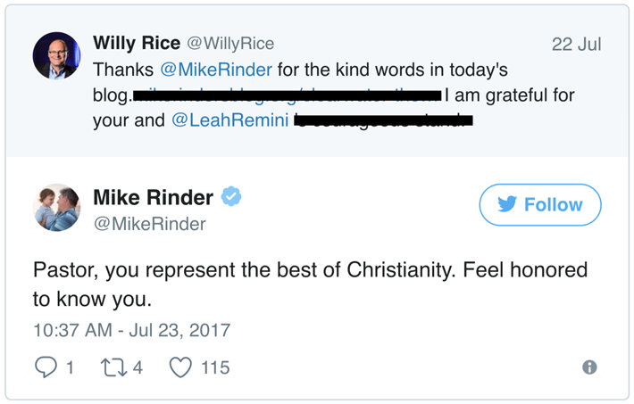 Willy Rice praising Mike Rinder