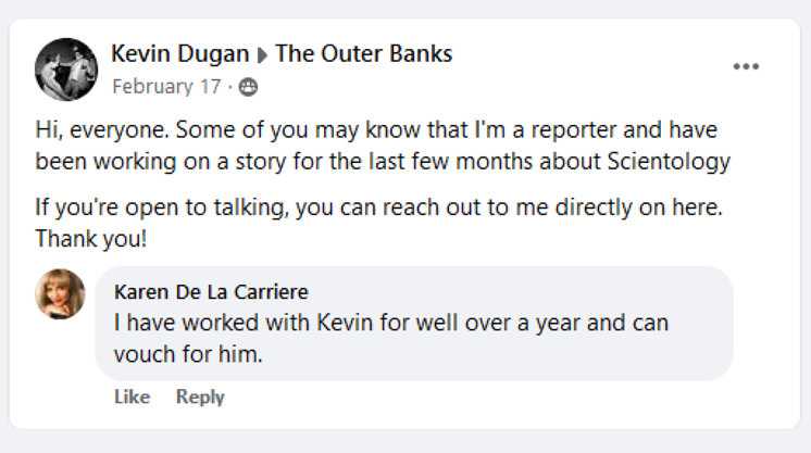 Kevin Dugan post in Outer Banks hate group