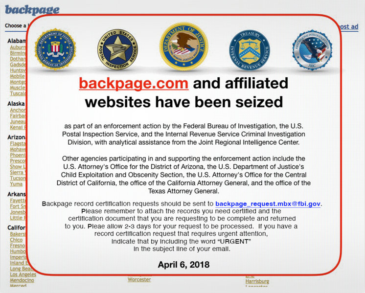 FBI take down notice of Backpage