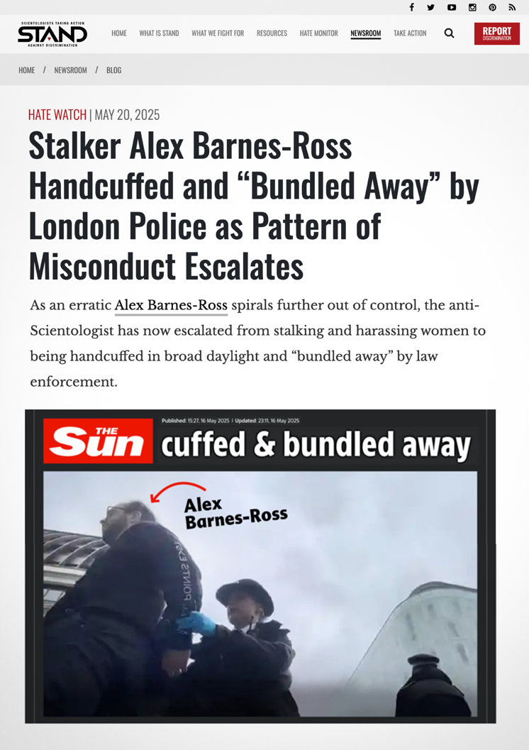 Article exposing Alex Barnes-Ross on STAND website