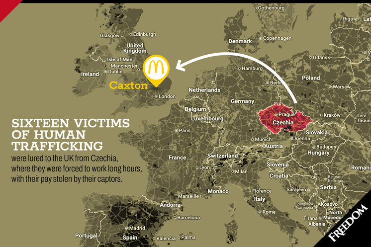 UK map of trafficking from Czechia