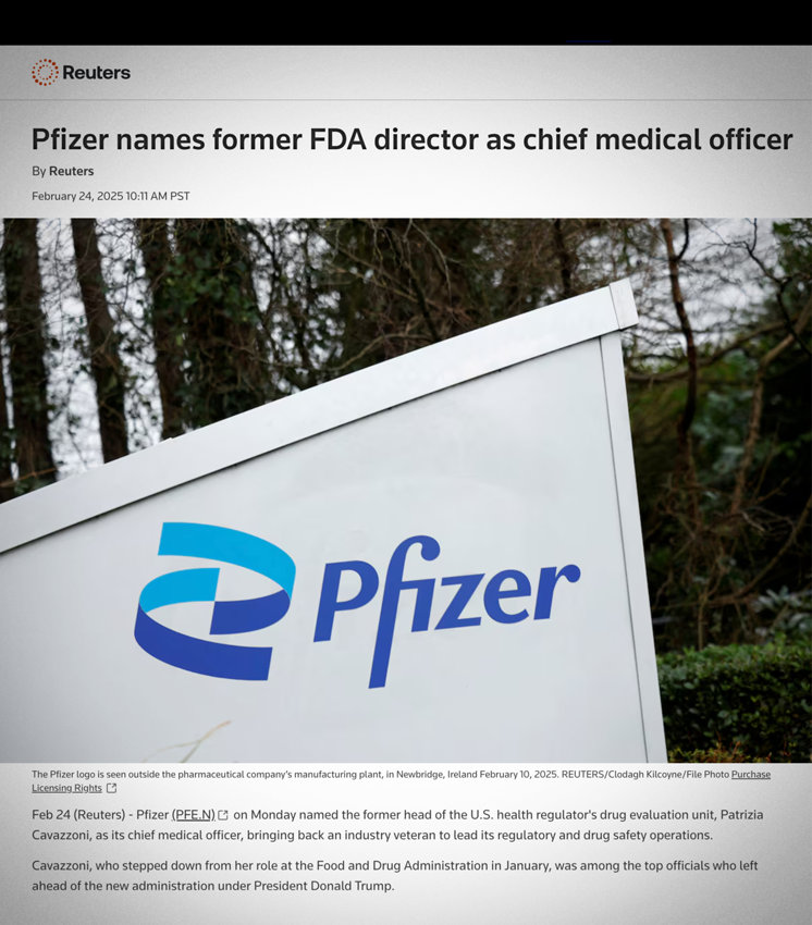 FDA exec returns to Pfizer