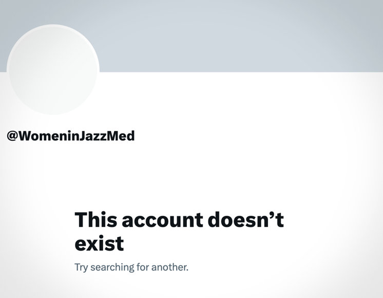 This account doesn't exist error for Women in Jazz Media