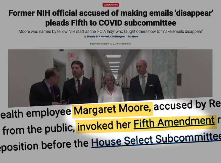 Article on NIH's Margaret Moore invoking the Fifth re FOIA